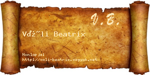 Váli Beatrix névjegykártya