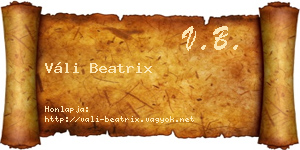 Váli Beatrix névjegykártya